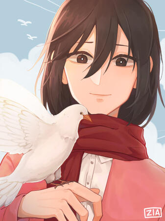 Mikasa and birb ereh-