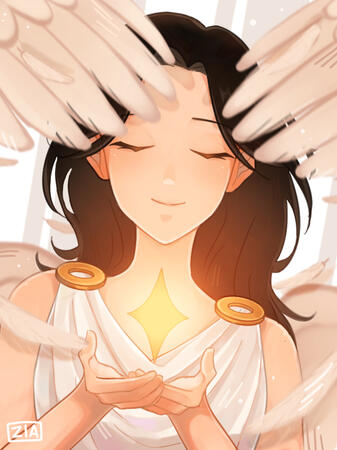 Cherise as a goddess; she's an actual actress in the story.